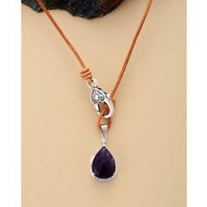 Classic Teardrop Pendant Necklace Amethysts Leather Choker Necklace Unique Jewelry Women Femme Homme Bijoux