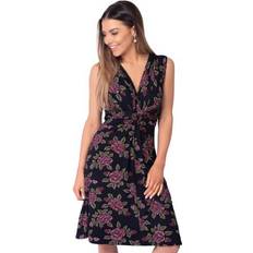 Krisp Damen Damen Rose Print Knot Front Kleid