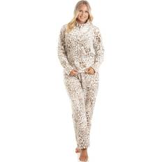 Clothing Camille Supersoft Animal Print Pyjama Set Beige 18-20