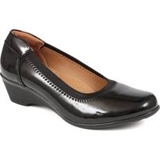 Pavers Low Wedge Pumps - Jet Black