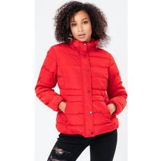 Hype Short Length Padded Coat With Fur Red