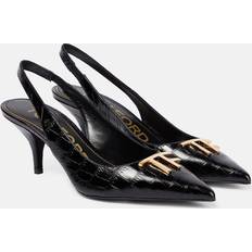 Heels & Pumps Tom Ford TF croc-effect leather slingback pumps black