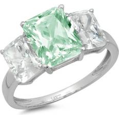 Gray - Solitaire Rings Clara Pucci ct Brilliant Emerald Cut Simulated Green Diamond 14k White Gold Three-Stone Ring SZ