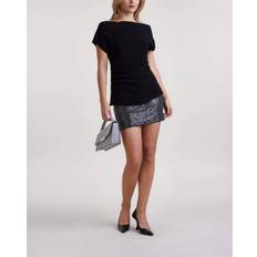 ROTATE Birger Christensen Sequined Denim Mini Skirt DK 38/UK Black