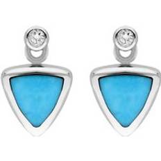 Mujer - Oro Blanco Pendientes C. W. Sellors 18ct White Gold Turquoise Diamond Triangle Stud Earrings