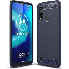 MAULUND Motorola Moto G8 Power Lite Borstad kolfiber Flexibel plastskal Mörkblå