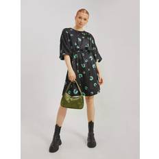 Object Collectors Item Midiklänningar Object Collectors Item Object Collectors Item Agafia 3/4 Dress Black AOP:Fern green