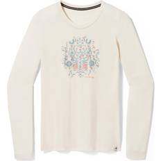 Smartwool Överdelar Smartwool Womens Floral Tundra Graphic L/S Tee Beige ALMOND HEATHER X-large