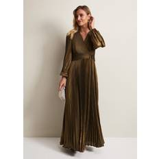 Clothing Phase Eight Adrianna Foil Pleated Maxi Dress, Metallic