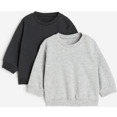 9-12M Sweatshirts Children's Clothing H&M Cotton Sweatshirts 2-pack - Black/Light Grey Marl (0764758041)
