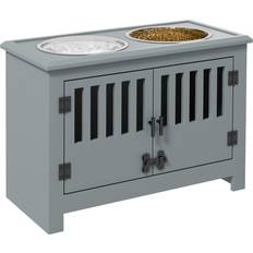 Dog Bowls & Dog Food Dispensers Pets Pawhut Feeding Station Raised Pet Feeder with Storage