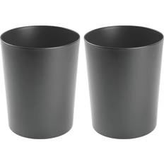 mDesign Small Round Metal 1.7 Gallon Trash/Recycling Can 2 Pack