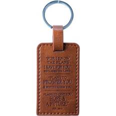 Brown Keychains Christian Art Gifts I Know the Plans Jer 29 11 Brown Lux Leather Keyring