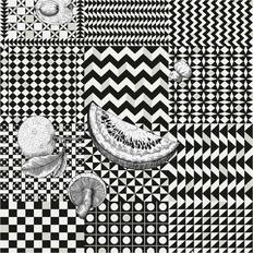 Fornasetti Wallpaper Frutta e Geometrico Black & White 100% paper