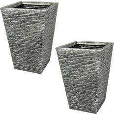 Pots, Plants & Cultivation Strata 2 Tall Grey Brick Effect Planter