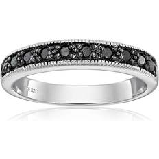 Men - Silver Rings Vir Jewels 1/4 cttw Black Diamond Ring Wedding Band with Milgrain in .925 Sterling Silver