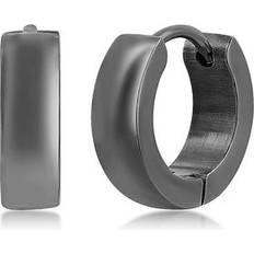 Men Earrings Blackjack Metallo Stainless Steel Polished Huggie Hoop Earrings, Men's