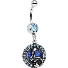 Blue Piercings Body Candy Stainless Steel Brilliant Blue Accent My My My Mermaid Dangle Belly Ring