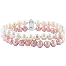 Effy Women Bracelets Effy Freshwater Pearl & White Topaz Stacked Bracelet in Pink/Ivory PINK/ IVORY One