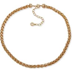 Anne Klein Gold-Tone Woven Chain Collar Necklace, 16" 3" extender Gold Gold