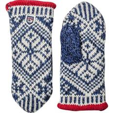 Acrylic Gloves Hestra Nordic Wool Mitt, 10, Middle Blue/White