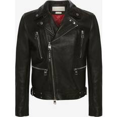 Slim-Fit Zip-Detailed Leather Biker Jacket - Black