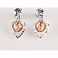 Matte Earrings Equilibrium Matt Silver/ Rose Gold Plated Heart Earrings