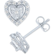 Jewelry Macy's Diamond Heart Earrings 1/10 ct. t.w. in Sterling Silver or Sterling Silver & 14k Rose Gold-Plate Sterling Silver Sterling Silver