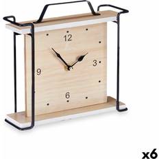 Relojes de Mesa Gift Decor Negro Metal Madera MDF 23 x 21 x 7 cm (6 Unidades) Reloj de Mesa