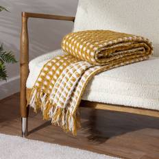 Acrylic Textiles Furn furn Toasty Ochre Waffle Blankets Yellow