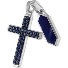 Blue - Men Necklaces Esquire Men's 2-Piece Sterling Silver, Lapis & Cubic Zirconia Cross Pendant Set