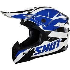 Barn Motorcykelhjälmar Shot Pulse Revenge Cross Helmet White/Blue and Black Barn