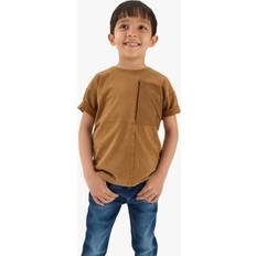 Brown Tops Angel & Rocket Angel & Rocket Kids' Cotton Pocket T-Shirt, Brown