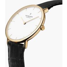 Nordgreen Classic Gold Case White Black Croc Leather 40mm