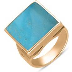 Pink - Women Rings C. W. Sellors 18ct Rose Gold Turquoise King's Coronation Hallmark Square Ring N