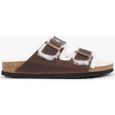 Birkenstock Arizona Shearling Habana Waxy Oiled Leather Two Bar Mules