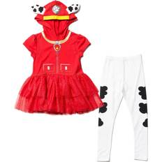 Dresses Paw Patrol Paw Patrol Marshall Toddler Girls Cosplay Graphic T-Shirt Dress Legging Red/White 3T