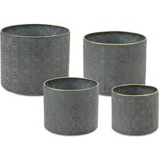 Melrose Set of 4 and Gold Geometric Ornate Planter Vases 10