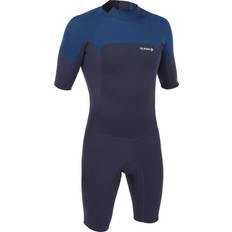 Olaian Men's Surfing Stretch Neoprene Shorty Wetsuit 500 -blue Pearl Grey/navy Blue/turquin Blue