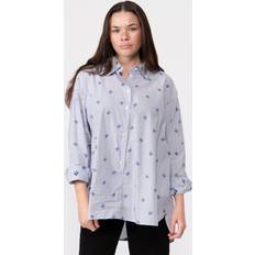 Tommy Hilfiger Grey Shirts Tommy Hilfiger Ithaka Stripe Womens Easy Fit Shirt Light Blue