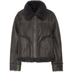 Cuir Vestes Zadig & Voltaire Blouson Aviateur En Cuir Vieilli Anthracite - Femme