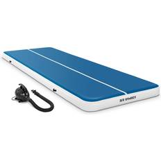 Gymrex Set: Inflatable Mat Airtrack with Electric Air Pump 600 x 200 x 20 cm 400 kg blue/white GR-ATM9-SET
