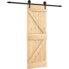 Porte vidaXL Porta Scorrevole Con Set Hardware 70x210 cm Legno Massello Pinocod Mxl 94209 (x210cm)