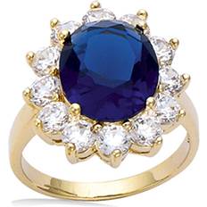 Allianseringer Les Tresors De Lily Gold Plated Ring 'Victorina' silver white sapphire rhodium plated 20x18 mm Blue