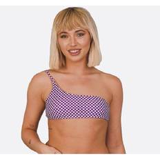 Checkered Bikini Tops Checkmate Mix And Match Cold Shoulder Bikini Top - Multi-Pink