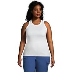 Lands' End 3XL Tank Tops Lands' End Plus Ribbed Crewneck Tank, Women's, 1XL, White