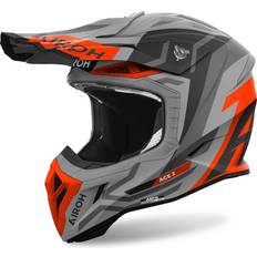 Motorcycle Equipment Airoh Aviator Ace Ground, Motocrosshelm Matt Hellgrau/Grau/Neon-Orange