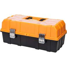 DIY Accessories Big Red ATRJH-3430B Torin 17" Plastic 3-Layer Multi-Function Storage Tool Box with Tray and Dividers, Black/Orange