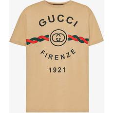 Gucci Overdeler Gucci Logo-print Cotton-jersey T-shirt Mens Camel