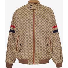 Gucci Ytterklær Gucci GG-jacquard Cotton-blend Jacket Mens Beige Blue